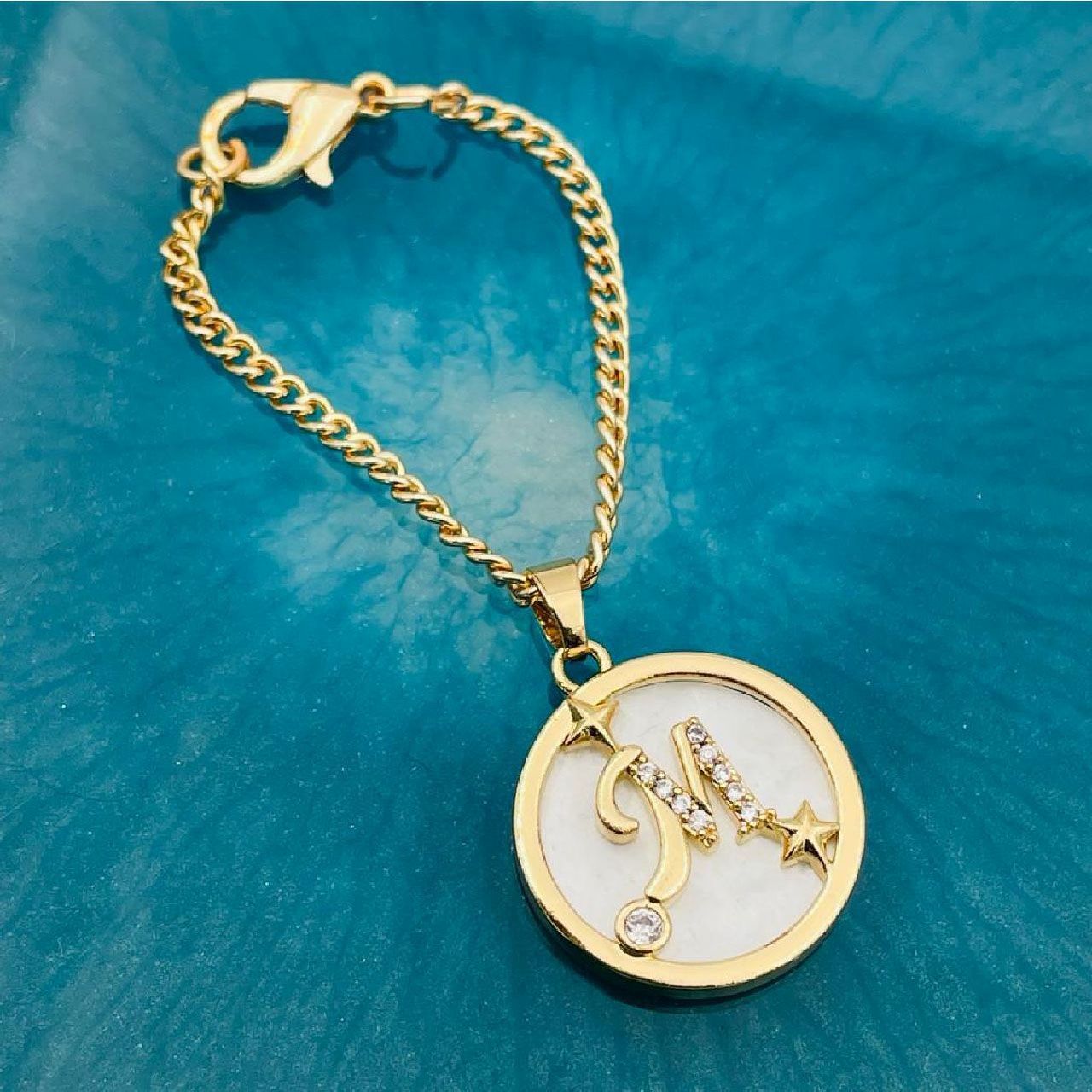 Copper Star Cubic Zirconia Gold Letter Watch Charm Women Bulk