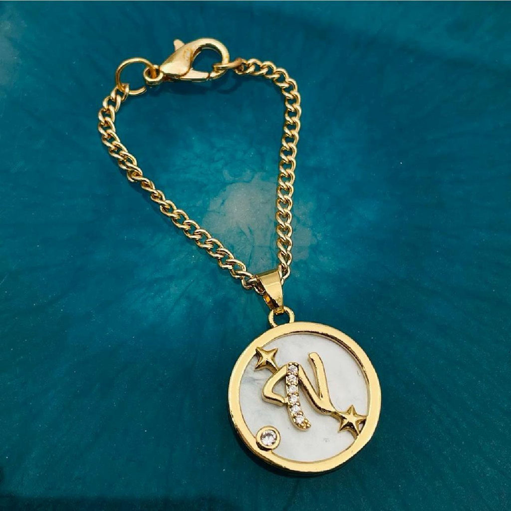 Copper Star Cubic Zirconia Gold Letter Watch Charm Women Bulk