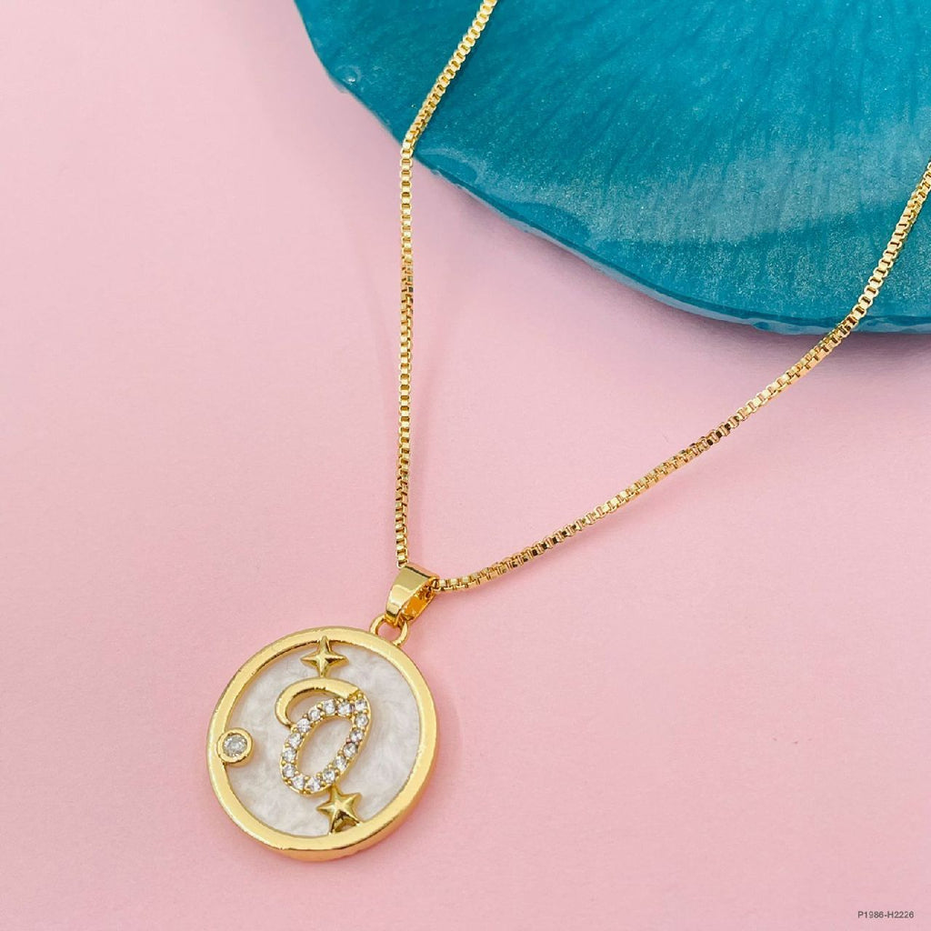 Copper Cubic Zirconia Gold Letter Necklace Pendant Chain Bulk