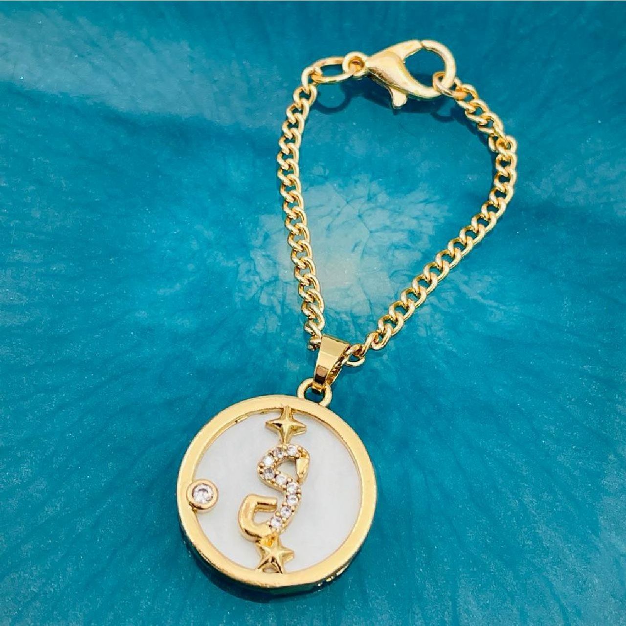 Copper Star Cubic Zirconia Gold Letter Watch Charm Women Bulk