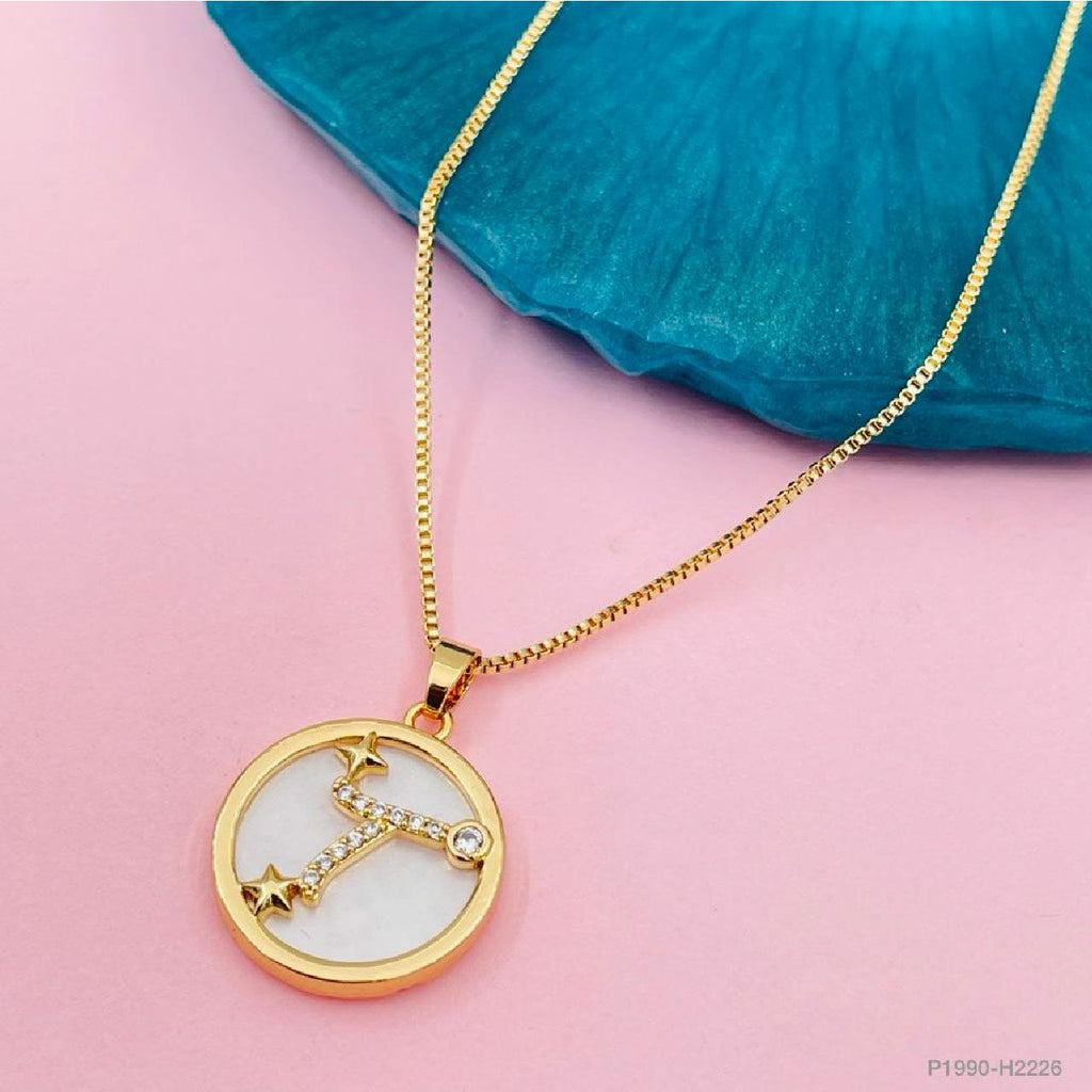 Copper Cubic Zirconia Gold Letter Necklace Pendant Chain Bulk