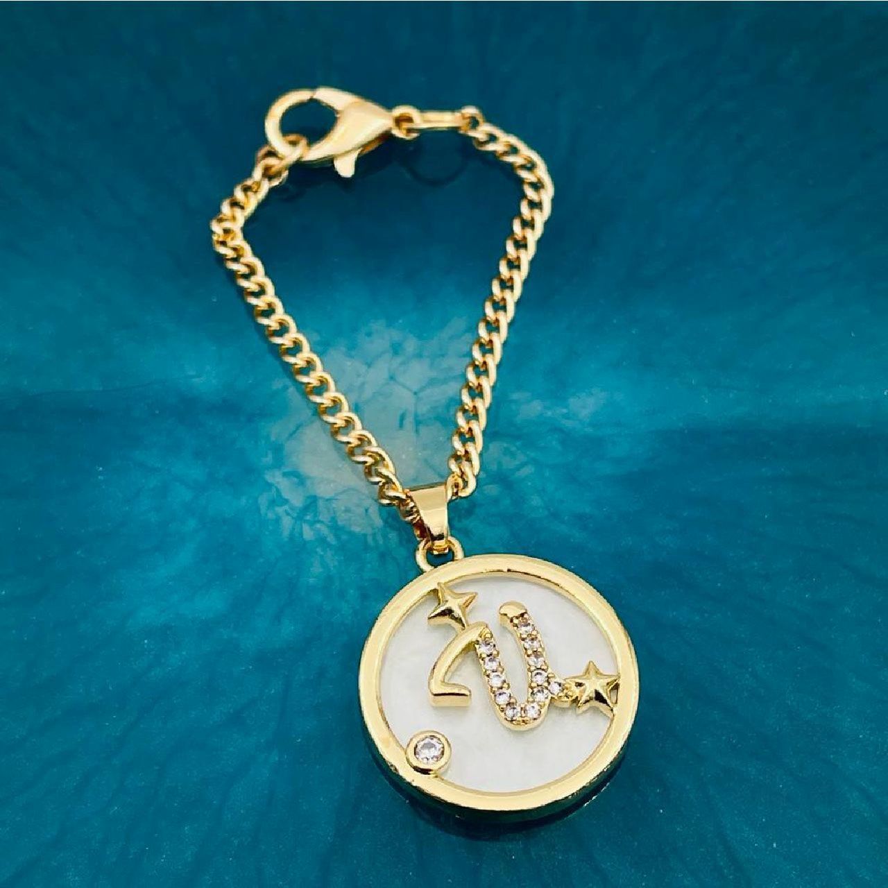 Copper Star Cubic Zirconia Gold Letter Watch Charm Women Bulk