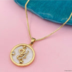 Copper Cubic Zirconia Gold Letter Necklace Pendant Chain Bulk