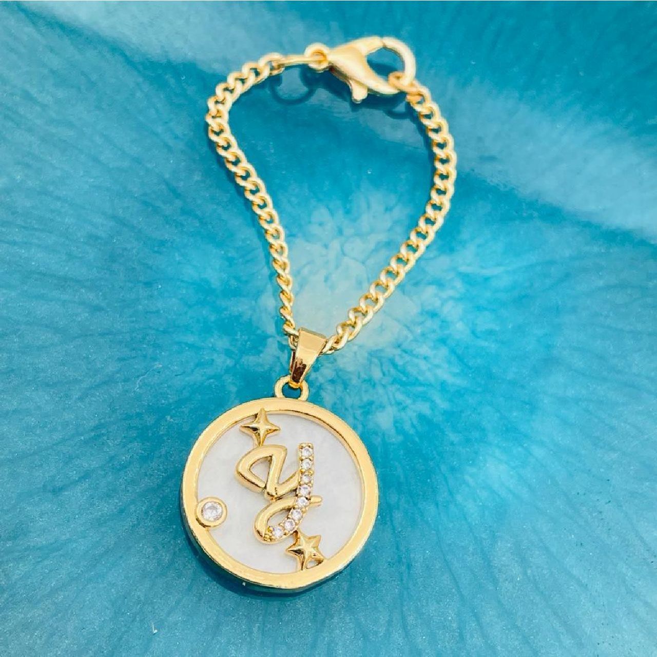 Copper Star Cubic Zirconia Gold Letter Watch Charm Women Bulk