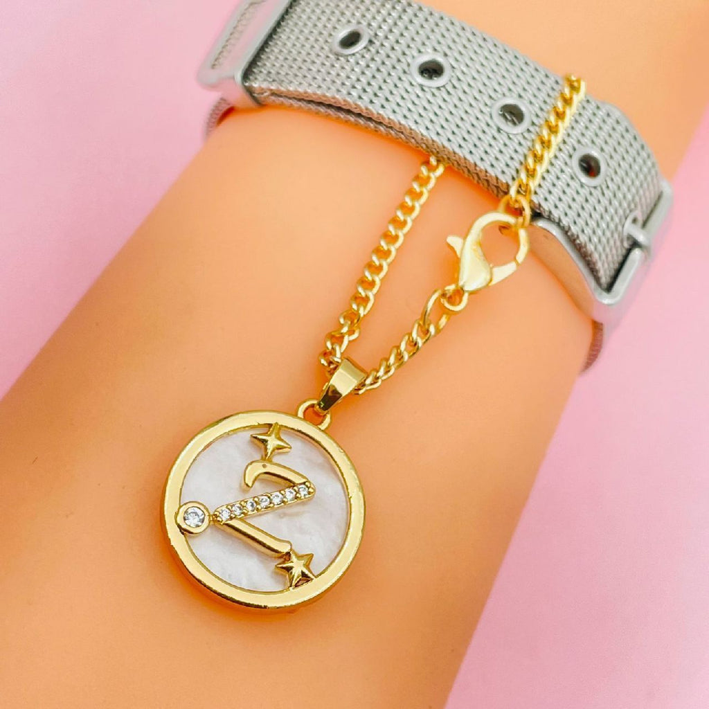Copper Star Cubic Zirconia Gold Letter Watch Charm Women Bulk