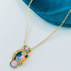 Copper Evil Eye Crystal Gold Blue Gold Necklace Pendant Chain Bulk