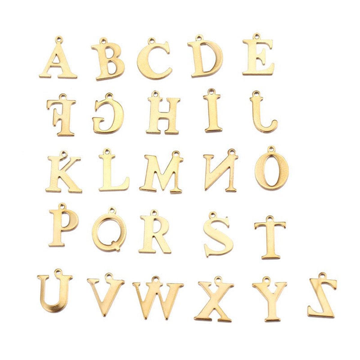 Initial Alphabets Letter 16 Mm Gold Copper Pendant Charm Women Bulk