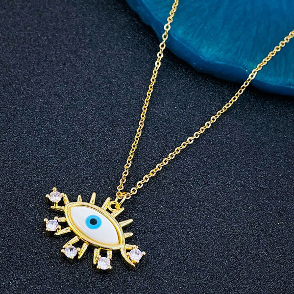 Copper Evil Eye Mother Of Pearl Cubic Zirconia Gold Pendant Women Bulk Main image
