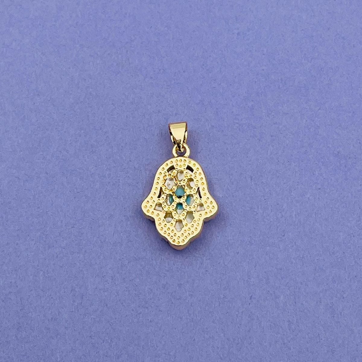 Copper Gold Hamsa Evil Eye CZ Pendant Charm Accessories Bulk Secondary image
