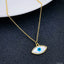 Mother Of Perl Gold Blue Evil Eye Oval Necklace Pendant Chain Bulk