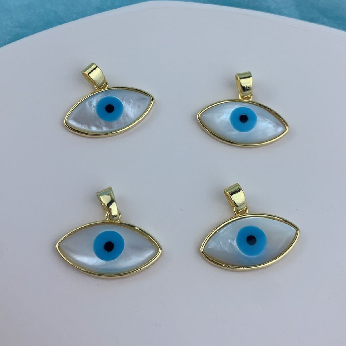 Mother Of Pearl Evil Eye Pendant With Chain Bulk