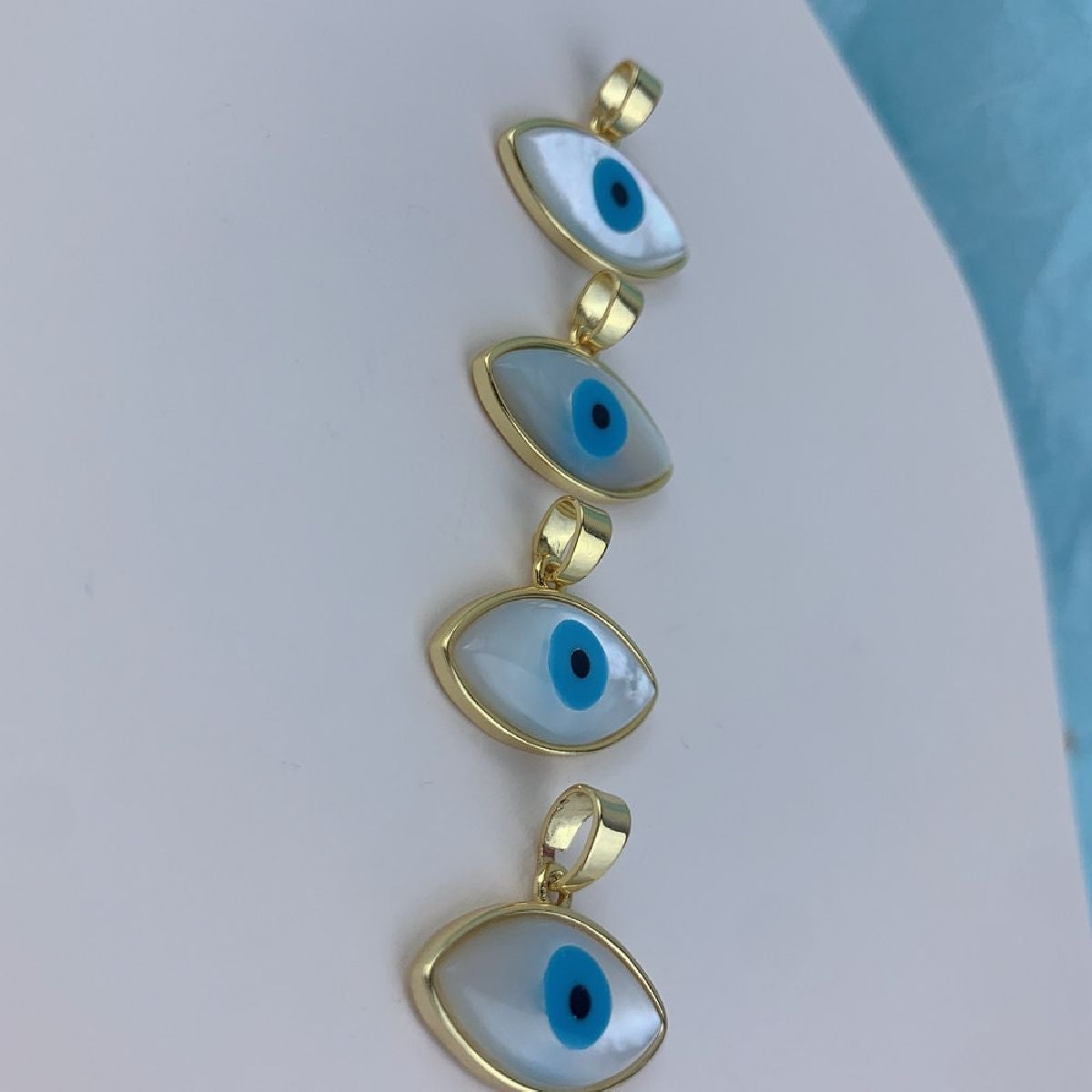 Mother Of Pearl Evil Eye Pendant With Chain Bulk