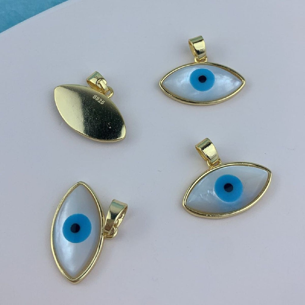 Mother Of Pearl Evil Eye Pendant With Chain Bulk