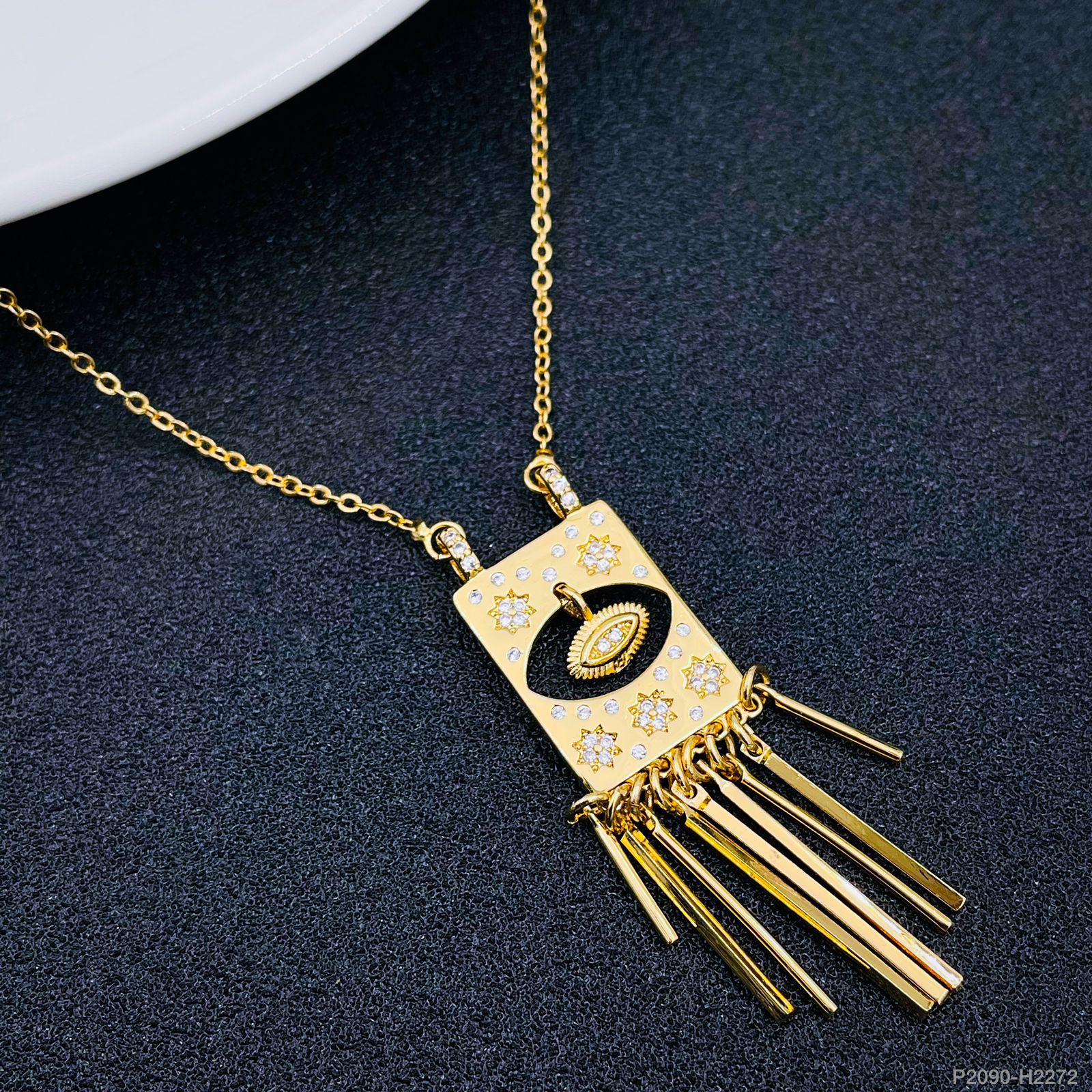 Copper Hanging Evil Eye CZ Gold Necklace Pendant Chain Bulk Main image