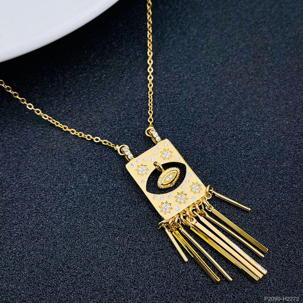 Copper Hanging Evil Eye CZ Gold Necklace Pendant Chain Bulk Main image