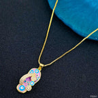 Evil Eye Enamel Lavender Gold Slipper Necklace Pendant Chain Bulk