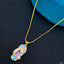 Evil Eye Enamel Lavender Gold Slipper Necklace Pendant Chain Bulk