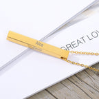 Stainless Steel Personalized Engraved Letter All Side Necklace Pendant Chain Unisex
