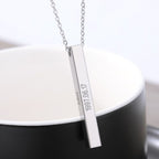 Stainless Steel Personalized Engraved Letter All Side Necklace Pendant Chain Unisex