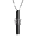Stainless Steel Personalized Engraved Letter All Side Necklace Pendant Chain Unisex