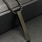 Stainless Steel Personalized Engraved Letter All Side Necklace Pendant Chain Unisex