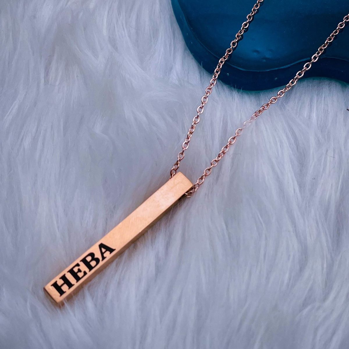 Stainless Steel Personalized Engraved Letter All Side Necklace Pendant Chain Unisex Main image