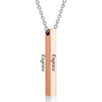 Stainless Steel Personalized Engraved Letter All Side Necklace Pendant Chain Unisex