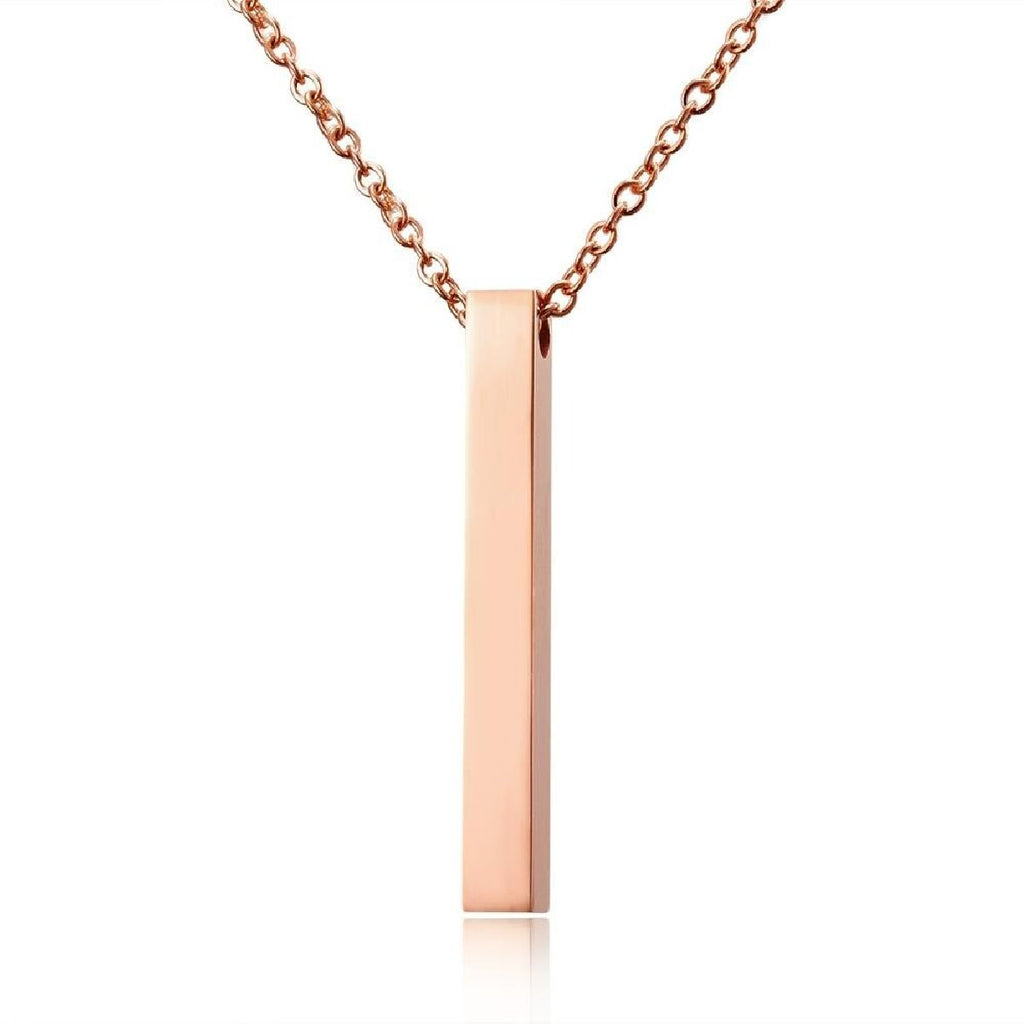 Stainless Steel Personalized Engraved Letter All Side Necklace Pendant Chain Unisex