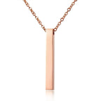 Stainless Steel Personalized Engraved Letter All Side Necklace Pendant Chain Unisex