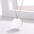 Stainless Steel Round Dog Tag Personalized Engraved Letter Necklace Pendant Chain Unisex
