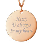 Stainless Steel Round Dog Tag Personalized Engraved Letter Necklace Pendant Chain Unisex