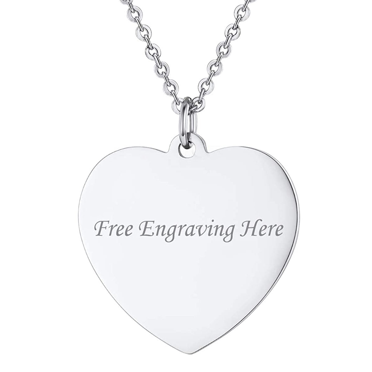 Heart Stainless Steel Personalized Engraved Letter Necklace Pendant Chain Unisex Main image