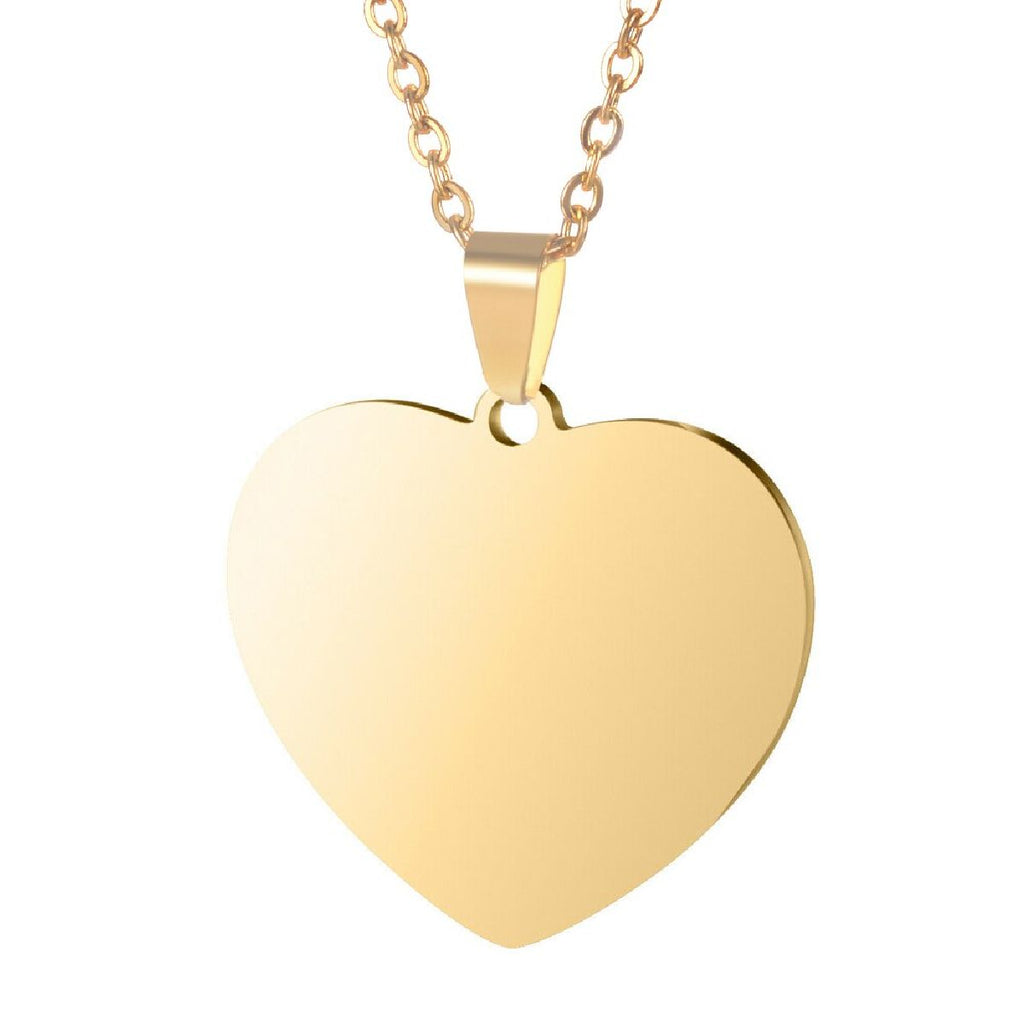 Heart Stainless Steel Personalized Engraved Letter Necklace Pendant Chain Unisex