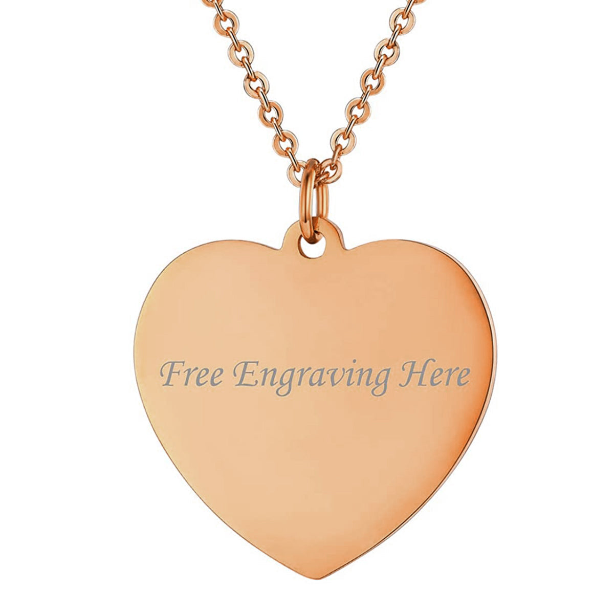 Heart Stainless Steel Personalized Engraved Letter Necklace Pendant Chain Unisex