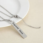 Rectangular Vertical Dogtag Stainless Steel Personalized Engraved Letter Necklace Pendant Chain Women