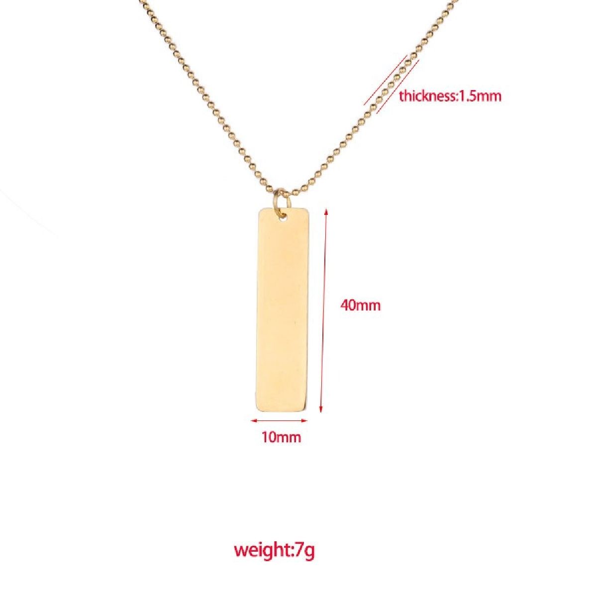 Rectangular Vertical Dogtag Stainless Steel Personalized Engraved Letter Necklace Pendant Chain Women