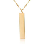 Rectangular Vertical Dogtag Stainless Steel Personalized Engraved Letter Necklace Pendant Chain Women