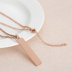 Rectangular Vertical Dogtag Stainless Steel Personalized Engraved Letter Necklace Pendant Chain Women