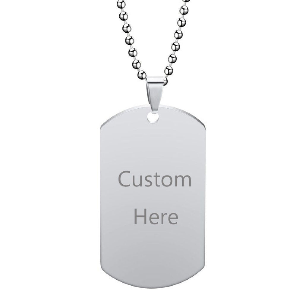 Dogtag Stainless Steel Personalized Engraved Letter Necklace Pendant Chain Women