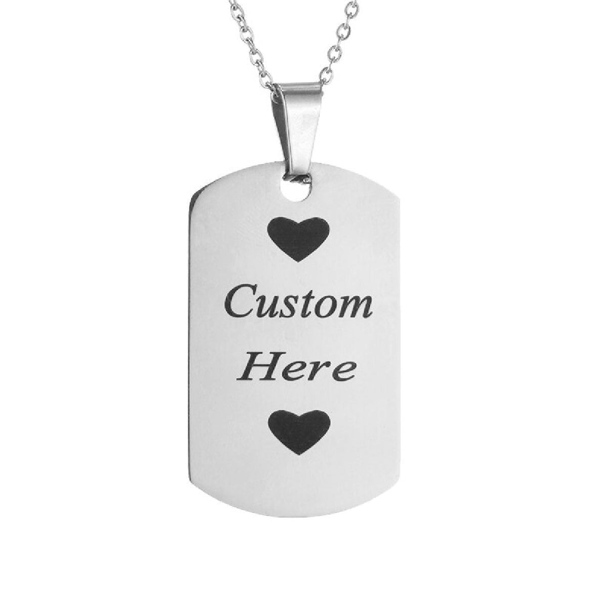 Dogtag Stainless Steel Personalized Engraved Letter Necklace Pendant Chain Women