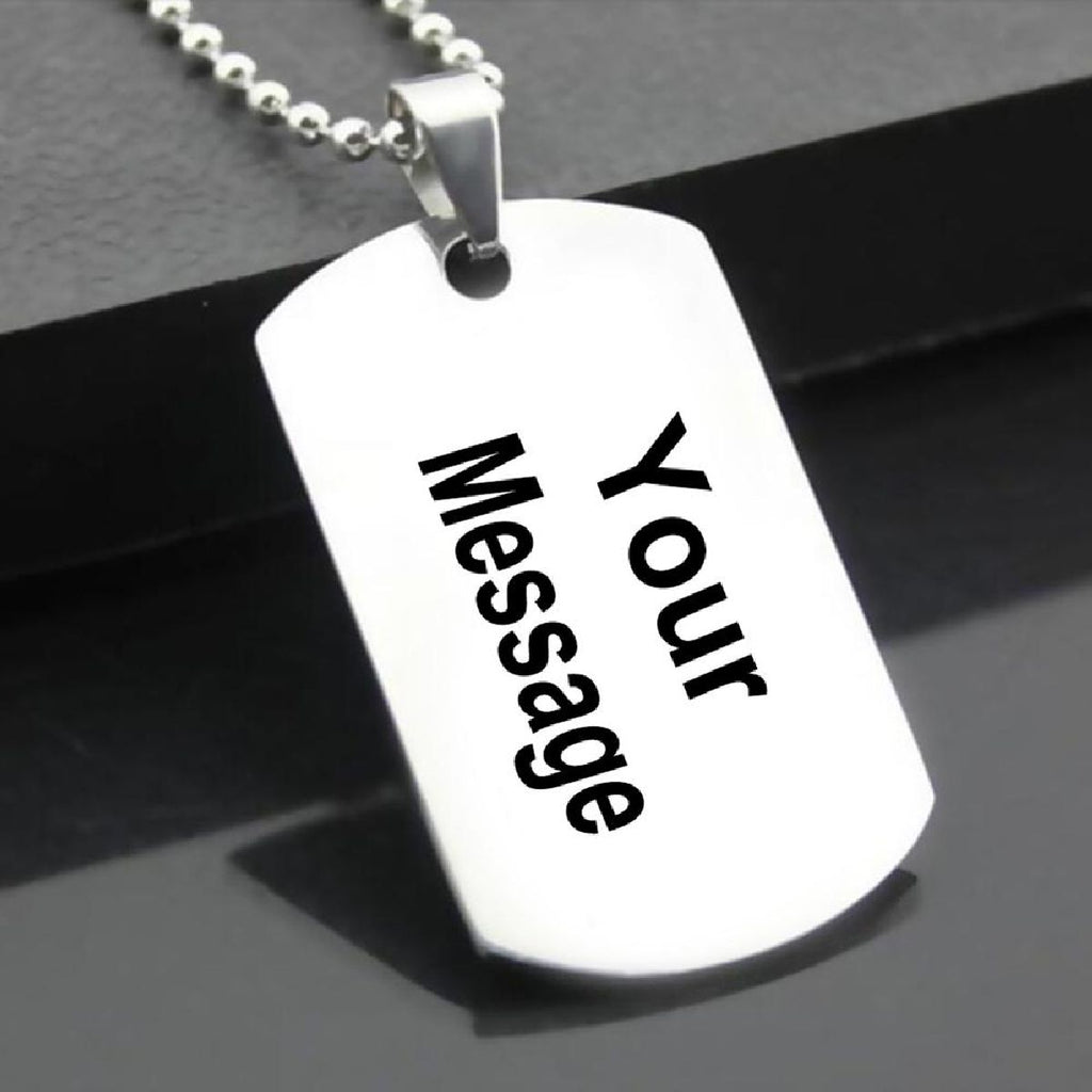 Dogtag Stainless Steel Personalized Engraved Letter Necklace Pendant Chain Women
