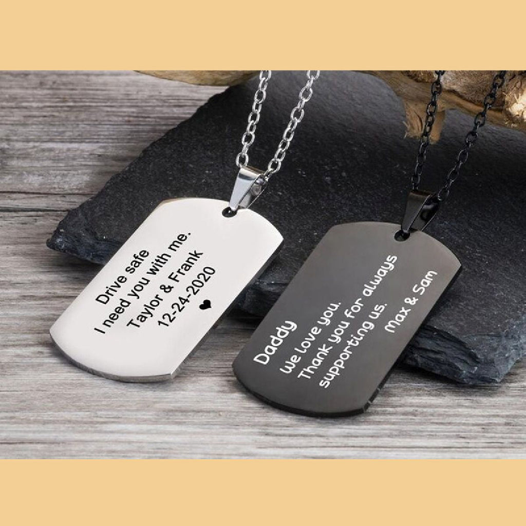 Dogtag Stainless Steel Personalized Engraved Letter Necklace Pendant Chain Women