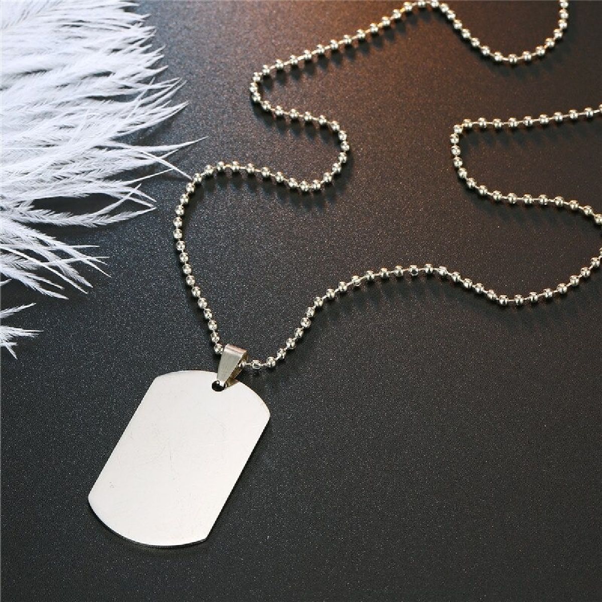 Dogtag Stainless Steel Personalized Engraved Letter Necklace Pendant Chain Women