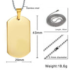 Dogtag Stainless Steel Personalized Engraved Letter Necklace Pendant Chain Women
