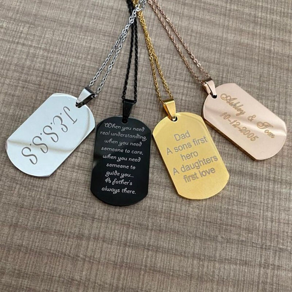 Dogtag Stainless Steel Personalized Engraved Letter Necklace Pendant Chain Women