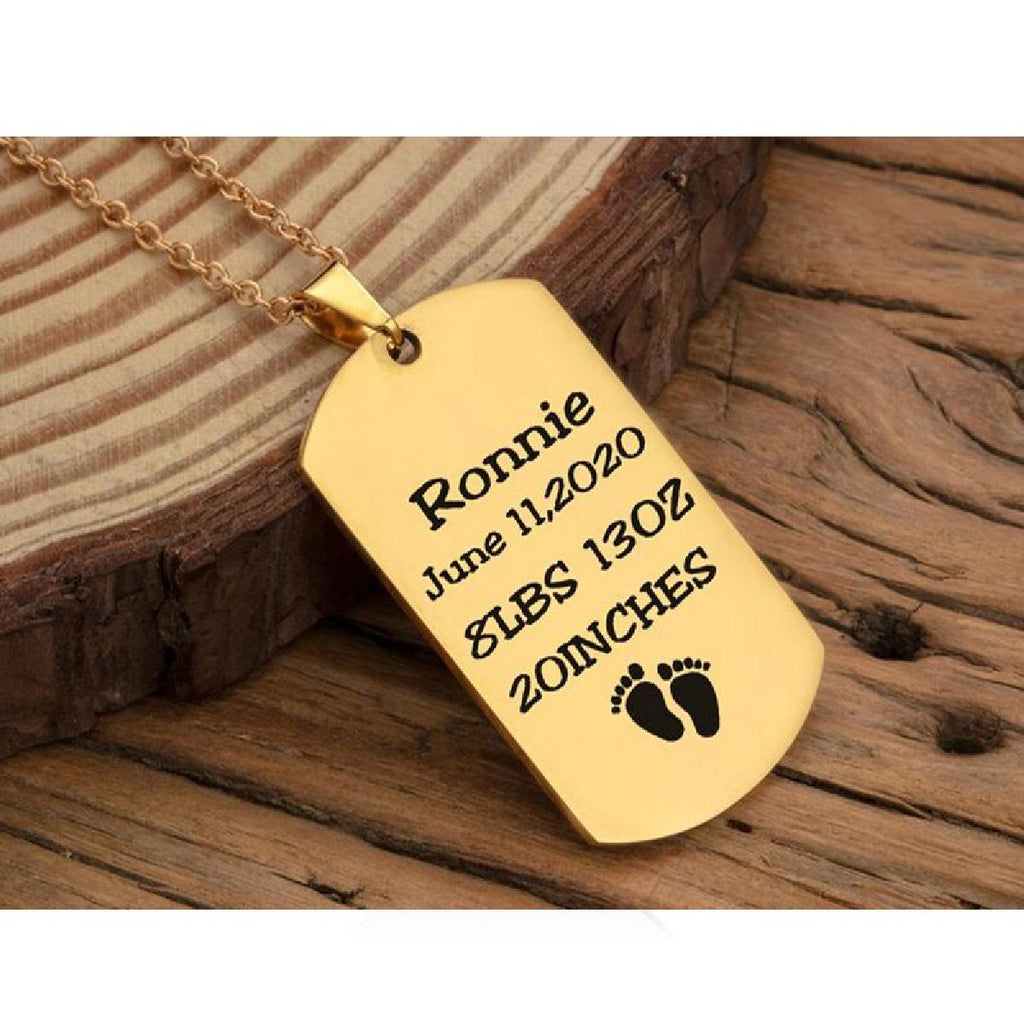 Dogtag Stainless Steel Personalized Engraved Letter Necklace Pendant Chain Women