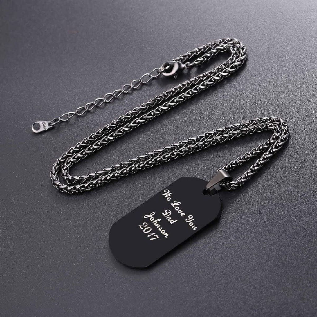 Dogtag Stainless Steel Personalized Engraved Letter Necklace Pendant Chain Women