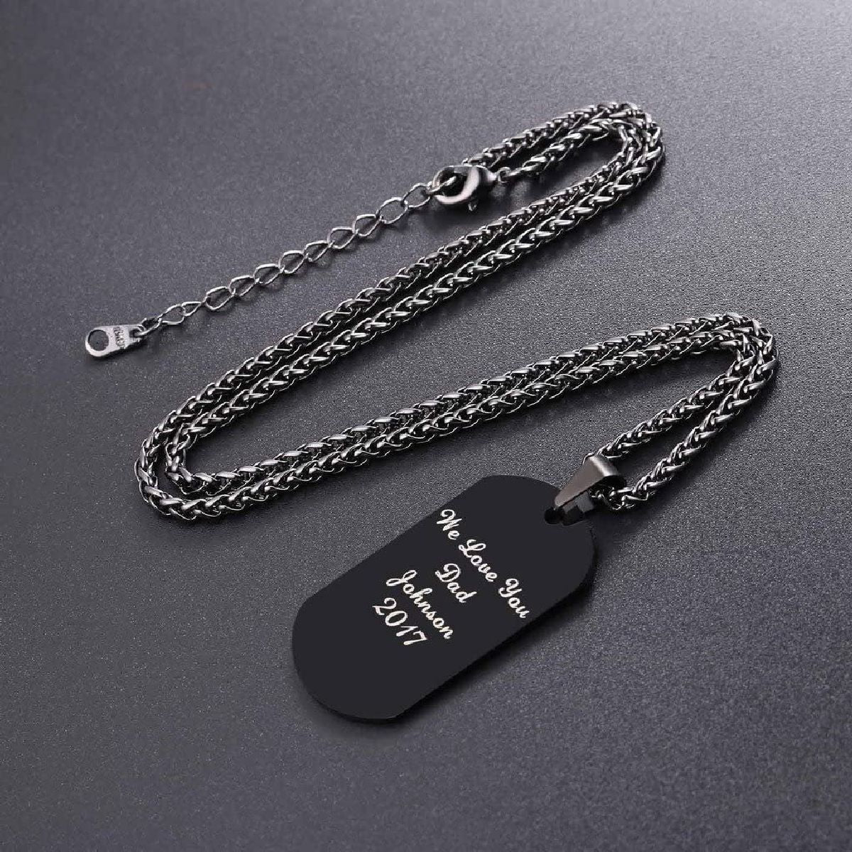 Dogtag Stainless Steel Personalized Engraved Letter Necklace Pendant Chain Women