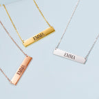 Rectangular Stainless Steel Personalized Engraved Letter Necklace Pendant Chain Women