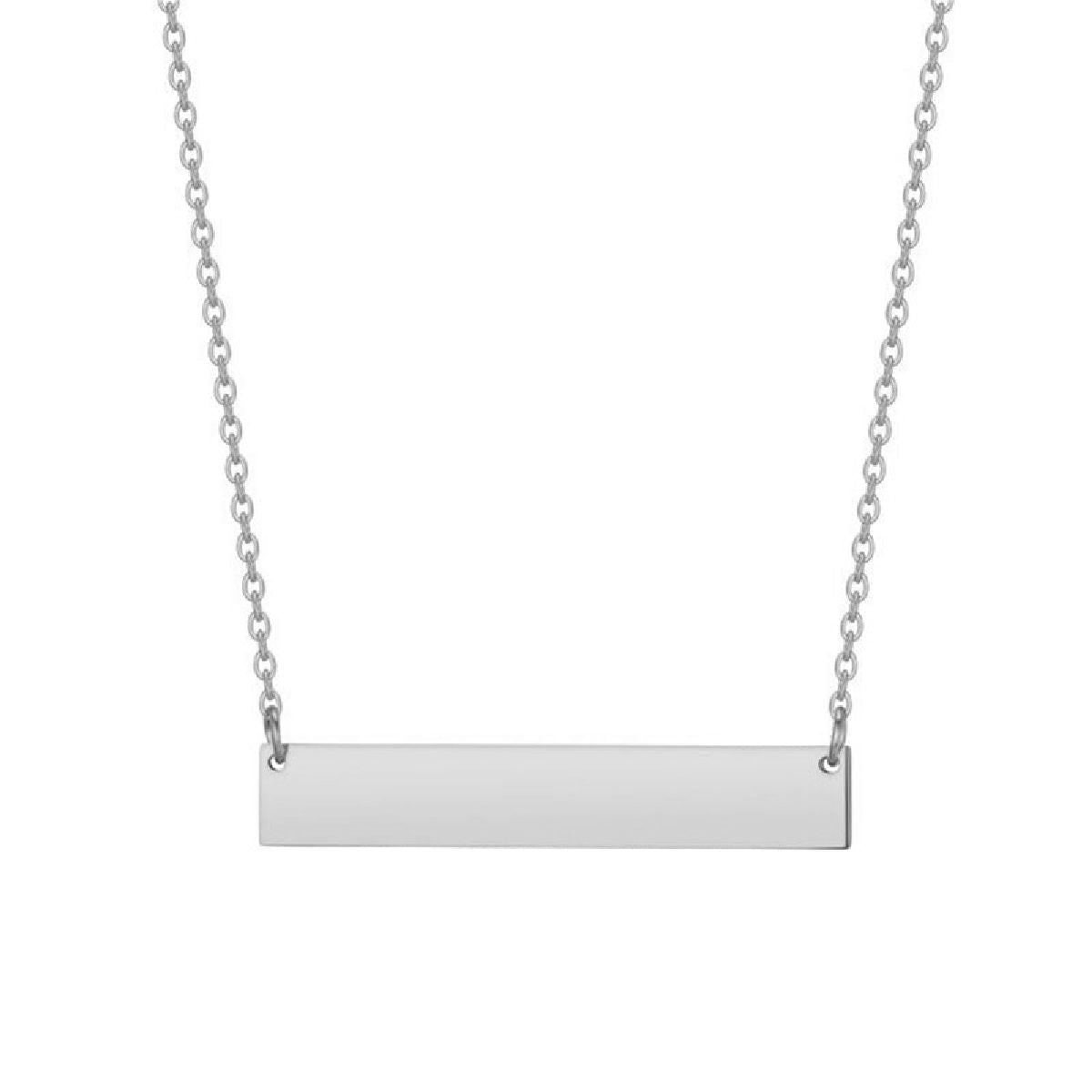 Rectangular Stainless Steel Personalized Engraved Letter Necklace Pendant Chain Women